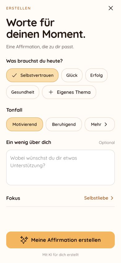 Erstelle Affirmationen für ein echtes Ziel