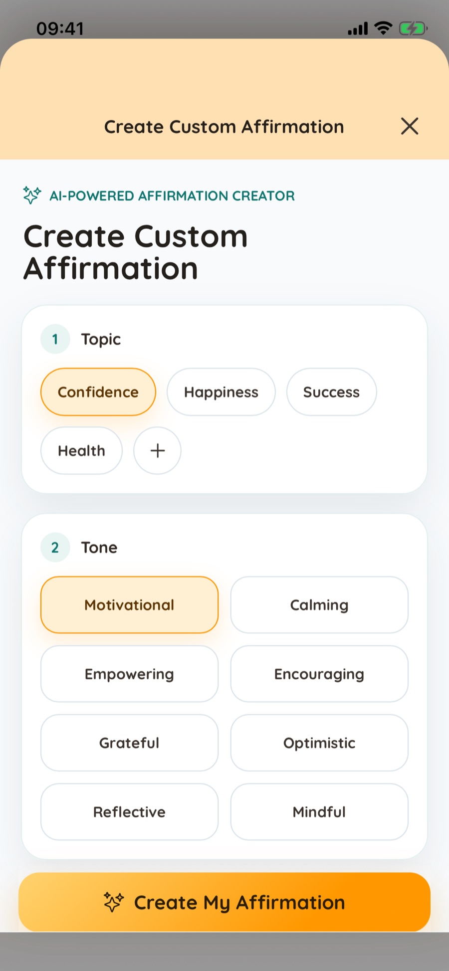 Create affirmations around a real goal