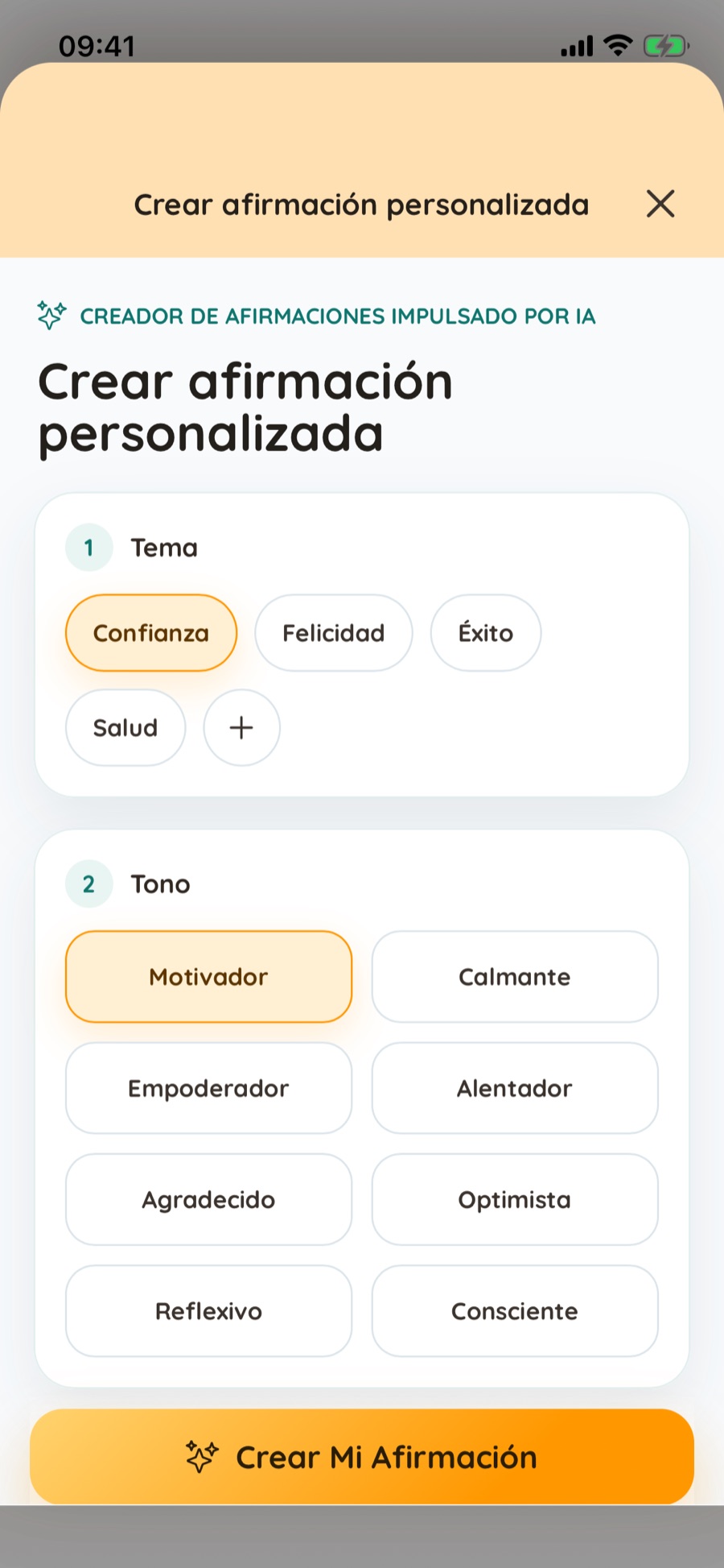 Crea afirmaciones para un objetivo real