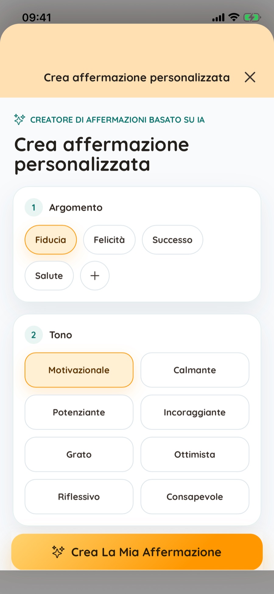 Crea affermazioni per un obiettivo reale