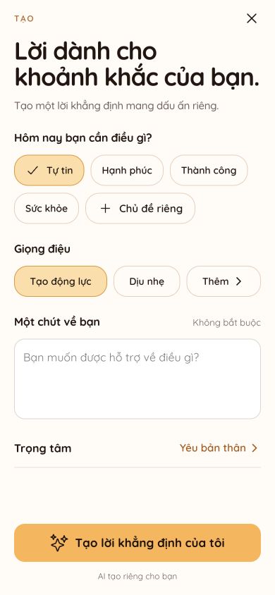 Tạo lời khẳng định cho mục tiêu thật