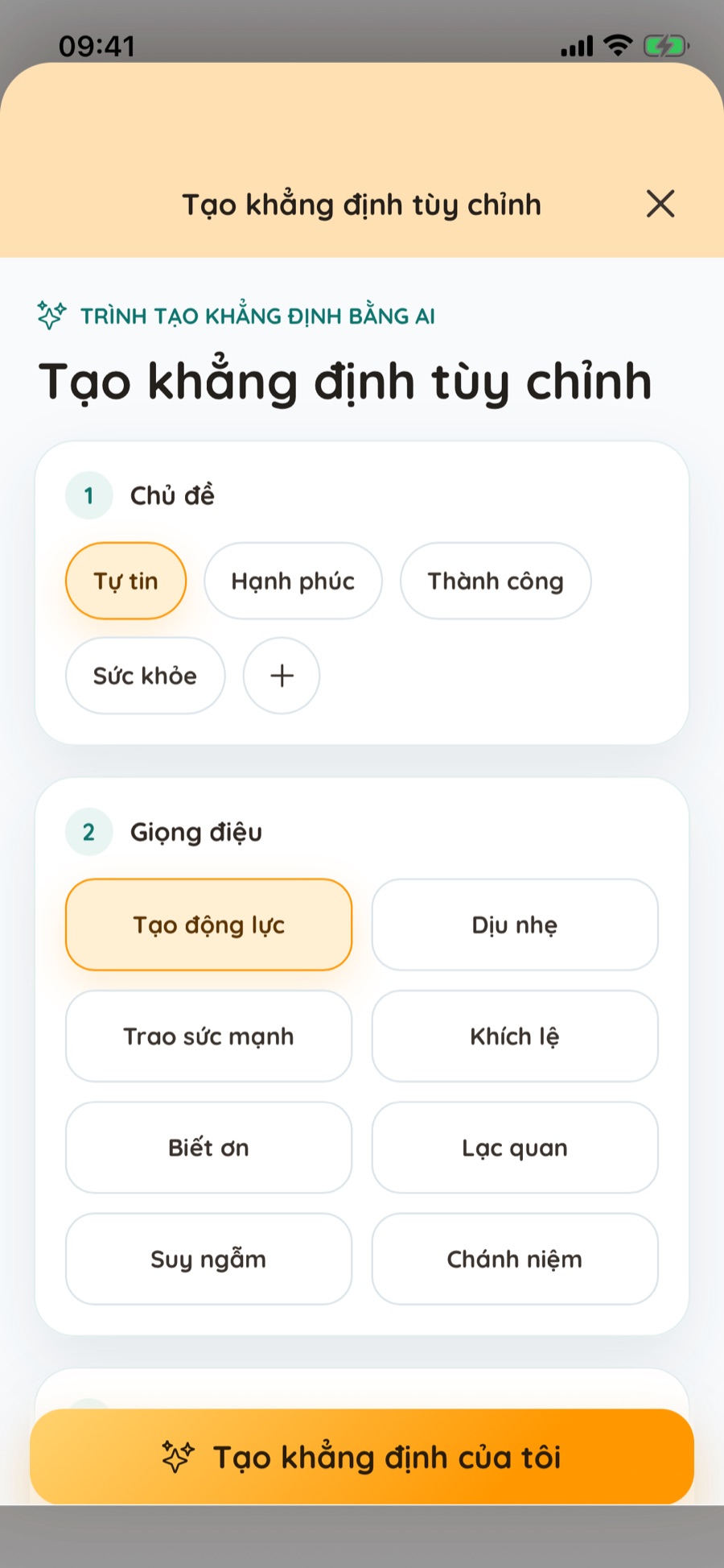 Tạo lời khẳng định cho mục tiêu thật